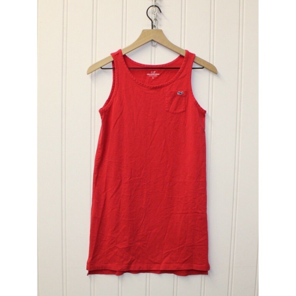Vineyard Vines Girls Red Polo‎ Shirt Dress Whale Logo Cotton Preppy Size L